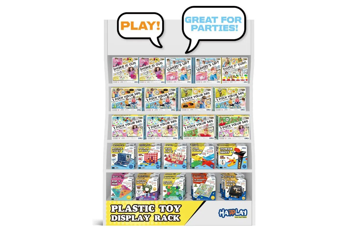 Plastic board games shelving design