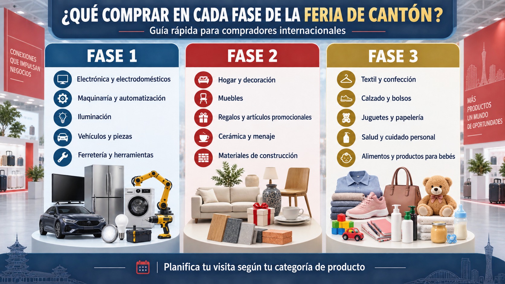 Canton Fair 2026 phase guide showing product categories for international buyers
