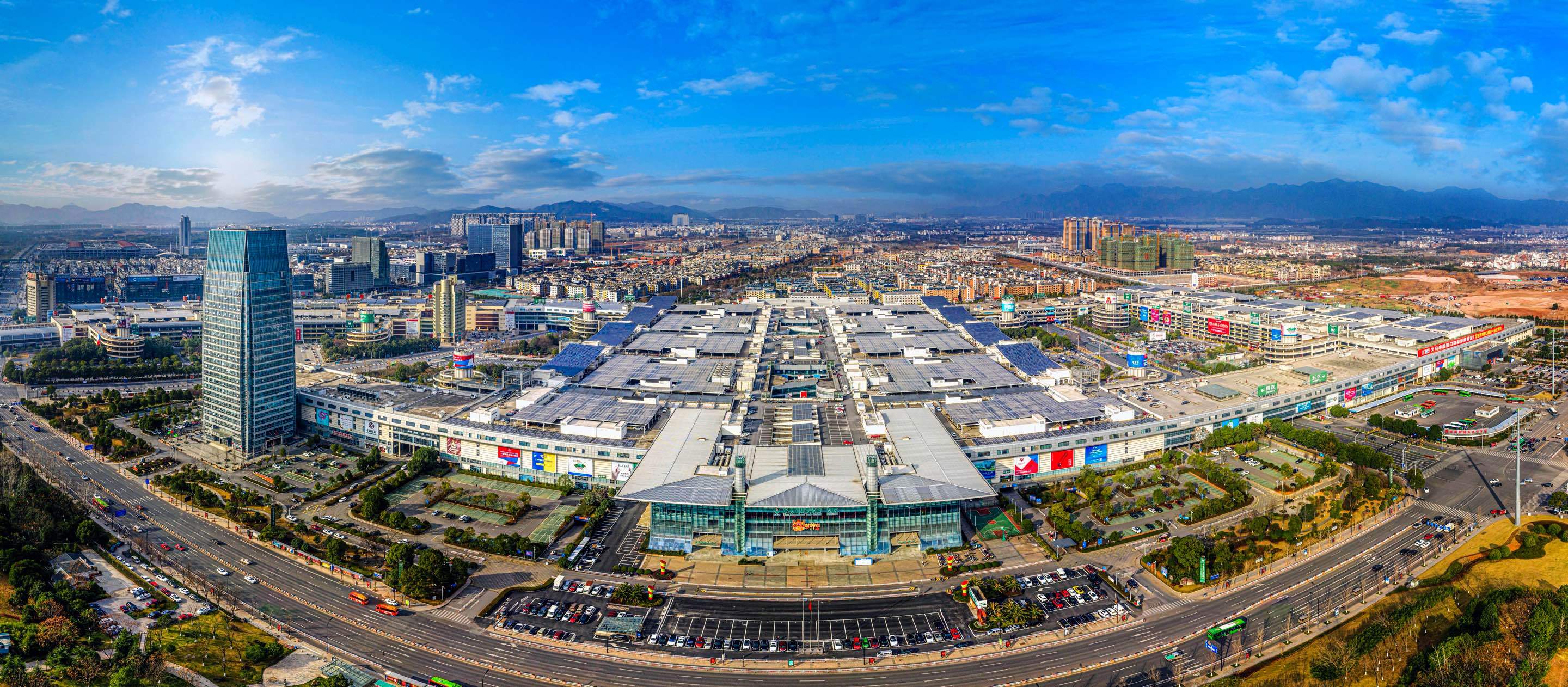Aerial view of Yiwu International Trade City for multi-category sourcing research